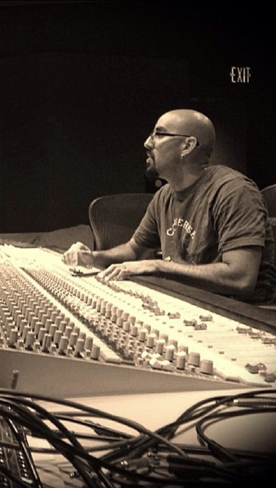 Drew Chavez at the mixing console