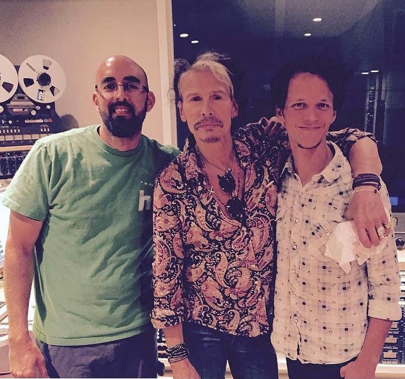 Drew Chavez in the studio with Steven Tyler